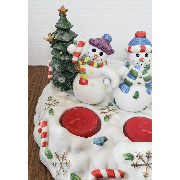 Partylite Snowbell Collection 3 Snowmen Trio Tea Light And Pillar Candle Holder - Picture 3 of 12